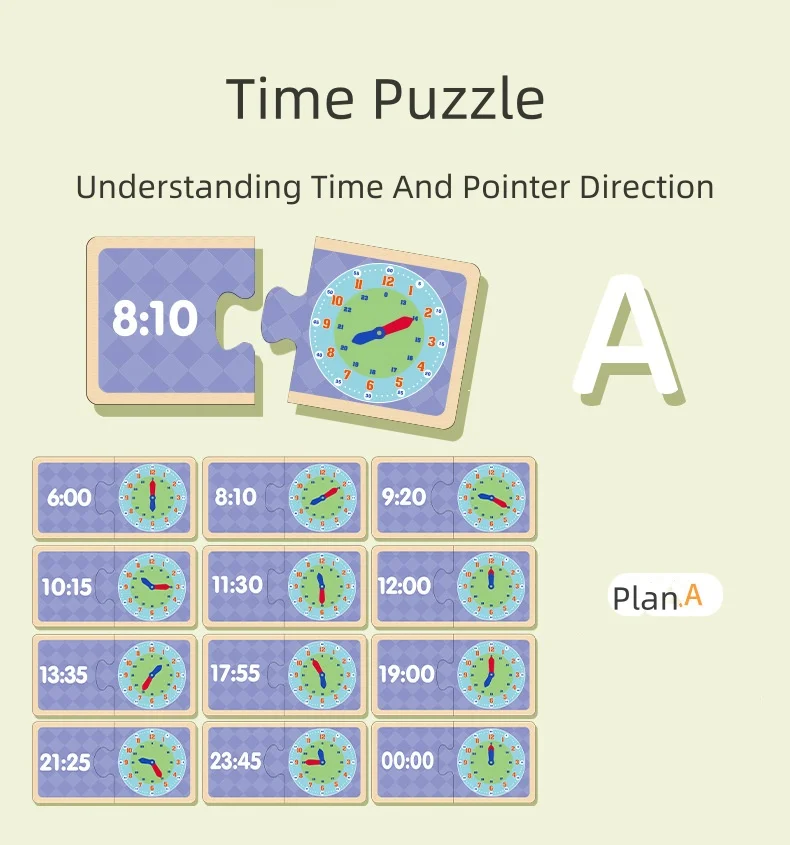 Montessori Clock for Teaching Time, Early Learning Education Clock Moveable ,Learning Resources Time Activity Set 3