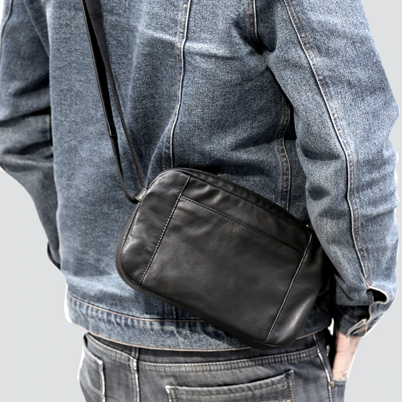 

Satchel Men Cowskin Leather Luxury Male Messenger Bag Casual Crossbody Shoulder Pack Top End Clutch Bags