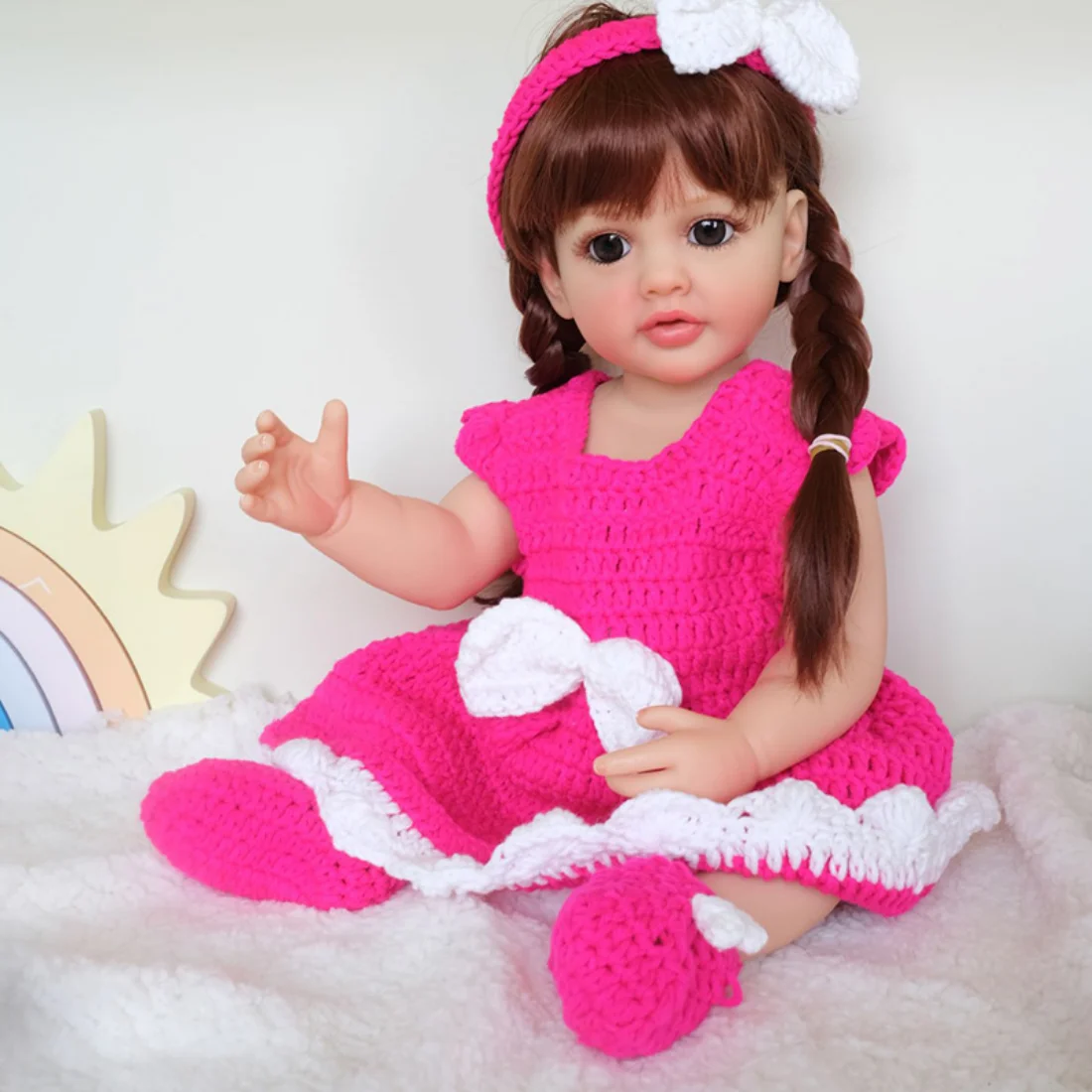 

55CM Already Finished Painted Reborn Doll Full Body Silicone Betty Waterproof Toddler Girl Doll Princess 3D Skin Multiple Layers