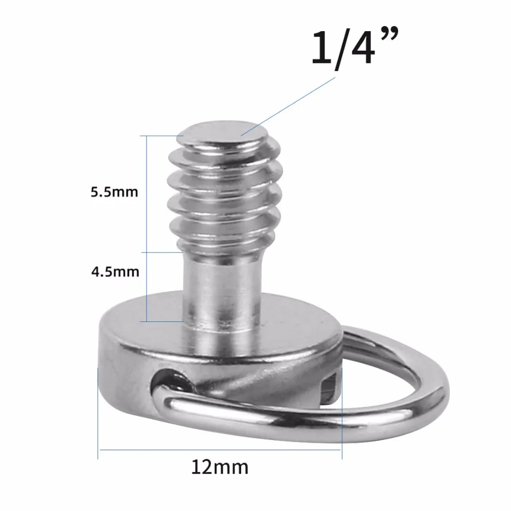 BGNing DSLR 1/4-20 Riemenschraube D-Ring-Adapter Kameraschraubenhalterung 1/4 Zoll Schnellwechselplatte D-Typ Griffschraube Fotografie – Detail 1
