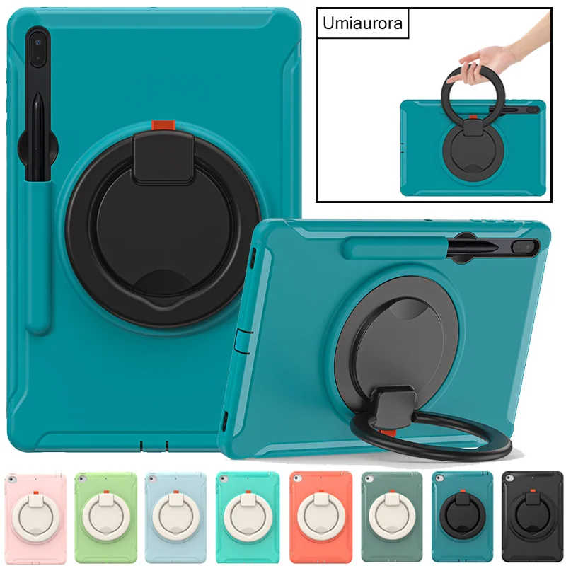 Capa à Prova de Choque para Samsung Galaxy Tab 360 Rotação Mão Anel Stand Kids Shockproof Case s9 Ultra Sm-x910 s6 s7 s8 fe Plus Sm-x810 Sm-x610