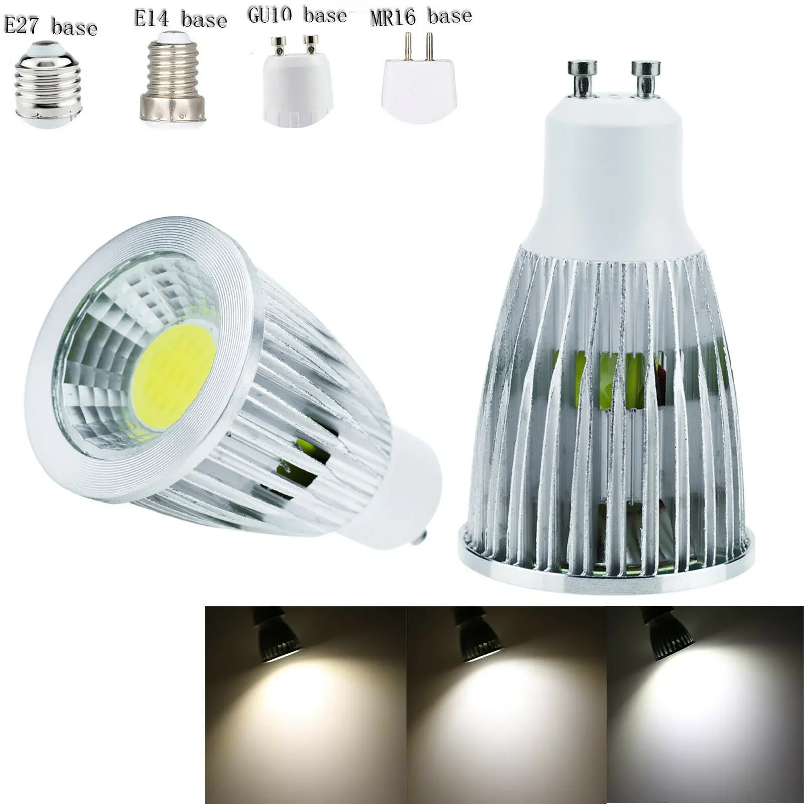 

High Power Dimmable 6W 9W 12W GU10 MR16 E27 COB LED Spotlight Bulbs DC 12V 24V Lamp Lighting 2700K 6500K For Home Yard Decor