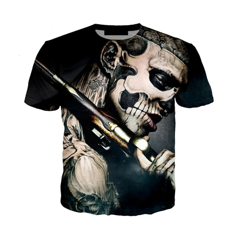 

Summer Short Sleeve T-Shirt Personalized Design 3d Printed Gun Men's Top Casual Streetwear Fashion Large Size Punk Men Clothing