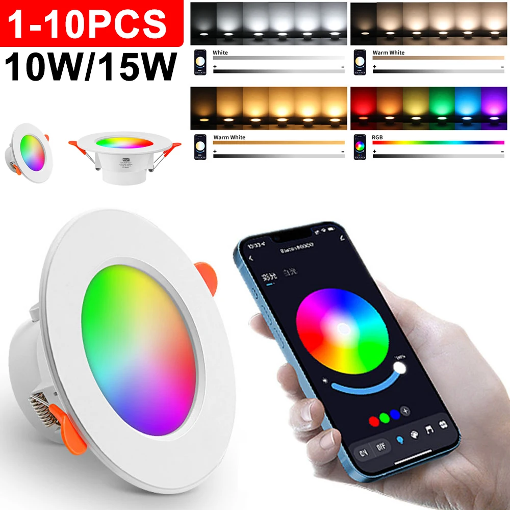 1-10PCS RGB LED Downlight Dimmable Spotlights Bluetooth Smart Ceiling Lamp Recessed Lights Smart Life Home Led Lighting led downlight recessed ceiling spotlight ceiling lamps