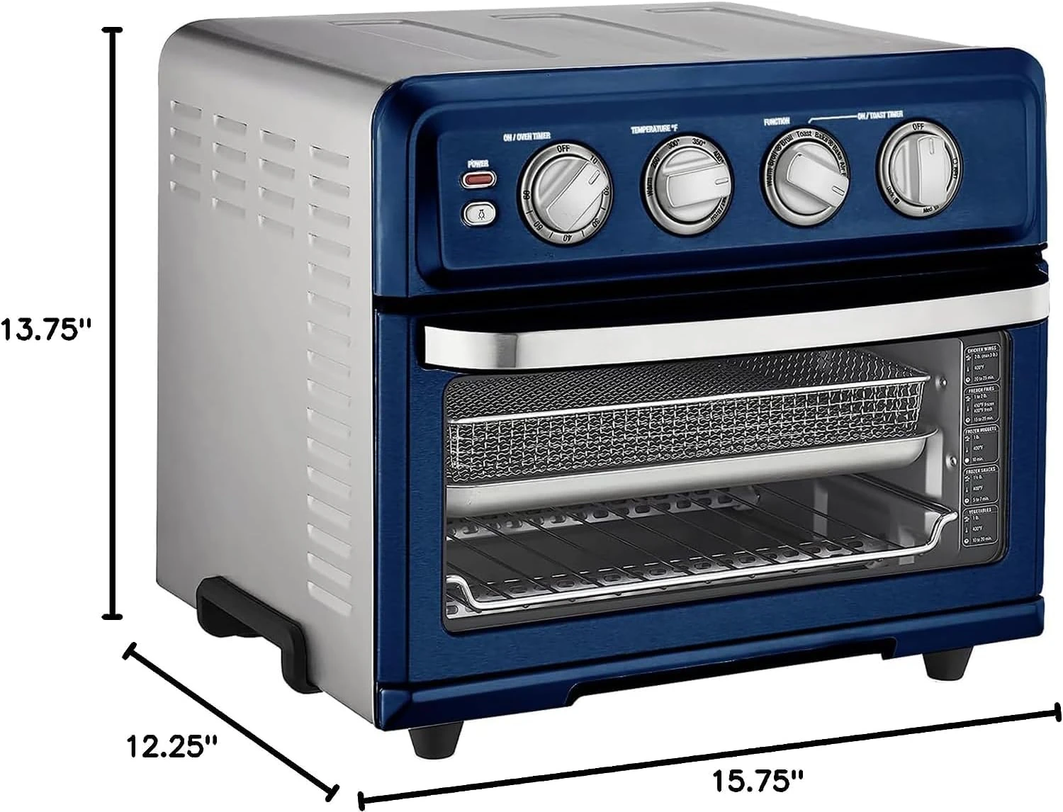 Air Fryer + Convection Toaster Oven, 8-1 Oven with Bake, Grill, Broil & Warm Options, Stainless Steel, TOA-70 (Navy Blue) 3