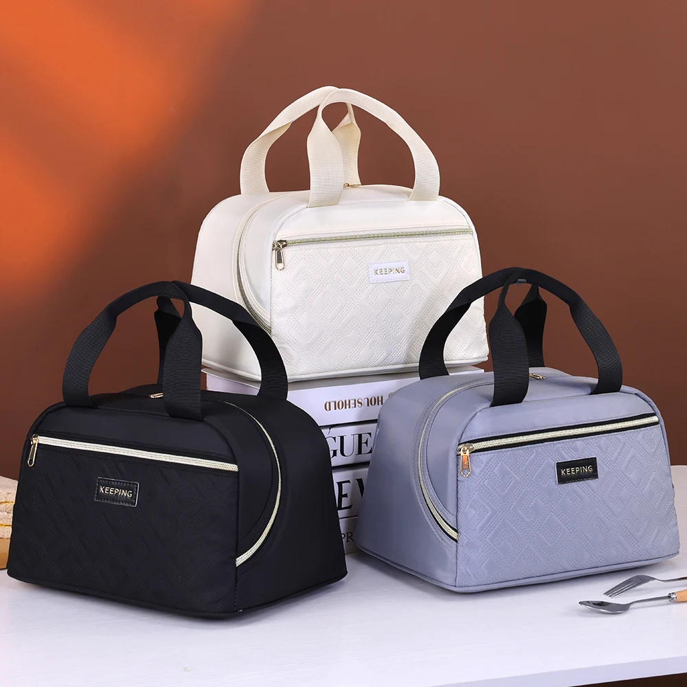 Große Lunchtasche für Damen, wasserdicht, prägnant, praktisch, frische Kühltaschen, Thermo-Frühstücks-Lebensmittelbox, tragbar, für Picknick, Reisen – Detail 3