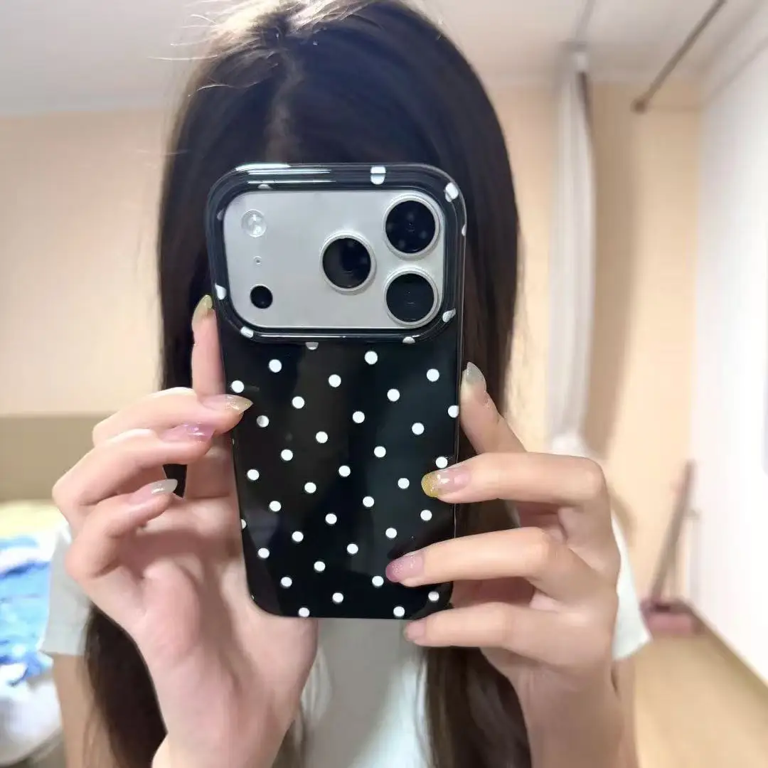 Trendy Black Minimalist Polka Dots Phone Case