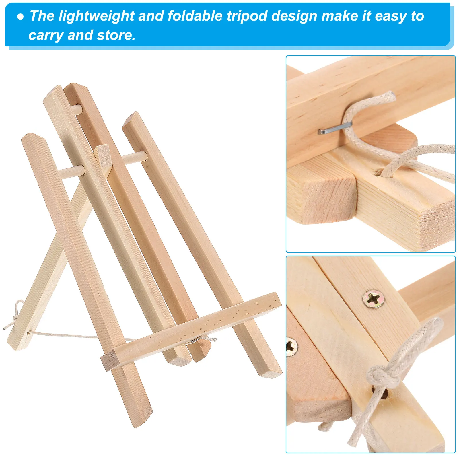 4Pcs Wood Mini Easel Frame 30/40/50cm Tripod Display Holder Wooden Art Easel Foldable Artist Tabletop Display Stand for Painting