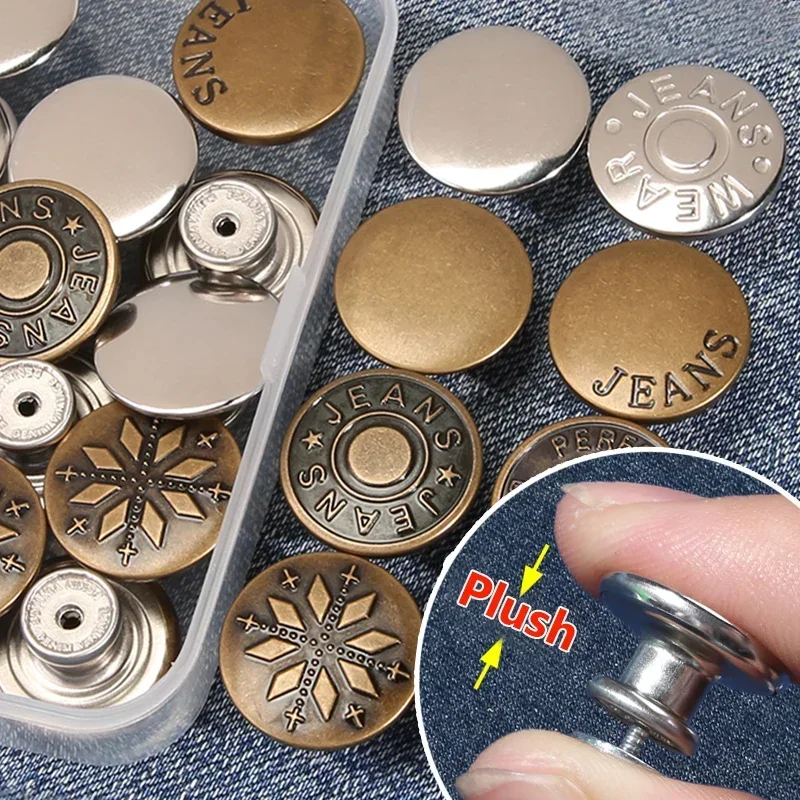 10-30 Stuks Afneembare Jeansknopen Verstelbare Taille Retro Metalen Knoop Zonder Naaibroek Gespen Schroefnagelreparatieset Stuur Gereedschap