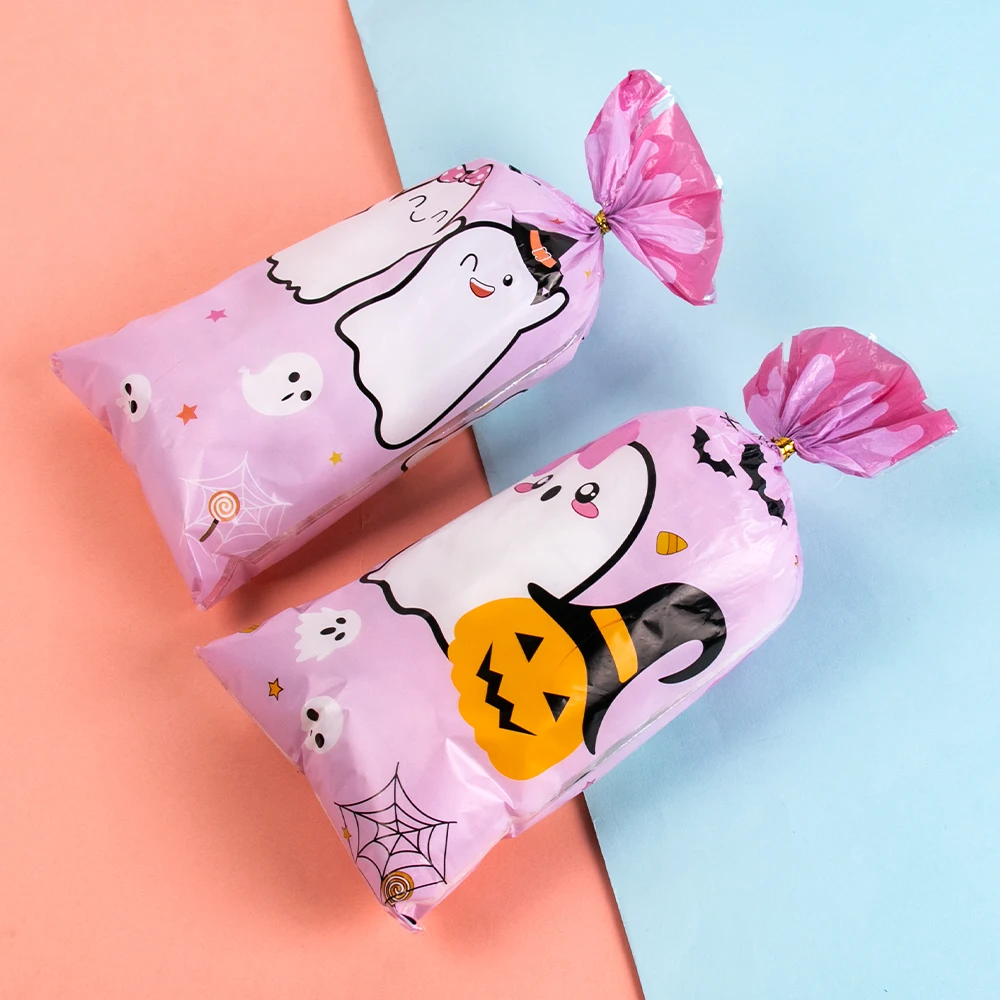 50pcs Cartoon Ghost Pumpkin Happy Halloween Candy Gift Bags kids