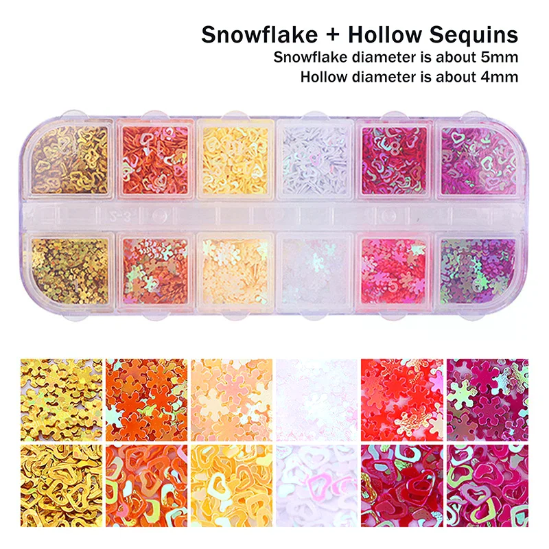 Holographic Laser Nail Glitter Sequins Sweet Love Heart Star Butterfly 3D Shining Fluorescence Manicure Decorations