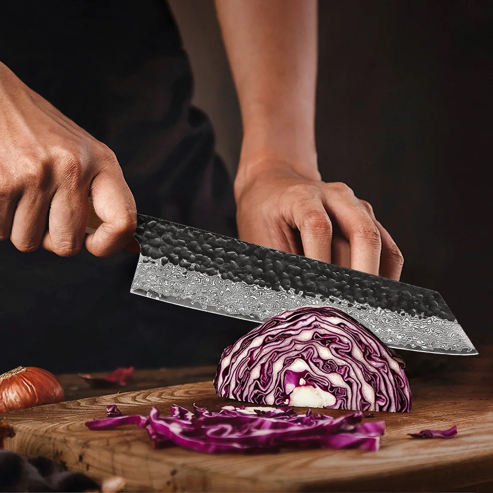 F.YOUNG 8.2" Japanese Kiritsuke Chef Knife Damascus Steel Sharp Meat Vegetable Cleaver VG10 Handmade Professional Kitchen Knives
