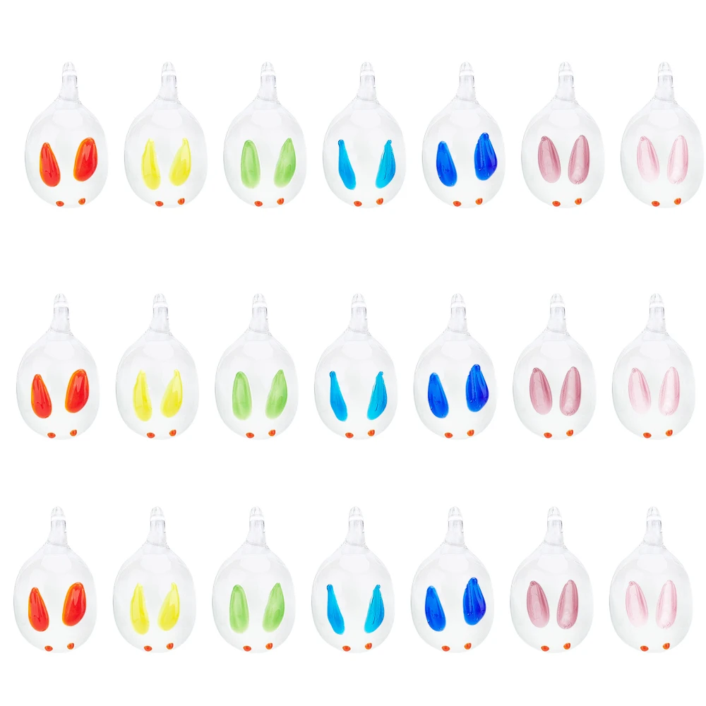50pcs Handmade Lampwork Rabbit Pendants Easter Bunny Pendant for necklace jewelry making DIY Crafts Keychains Decor Accessories