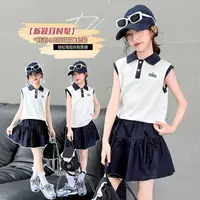 Ensemble d'été pour filles : Polo sans manches style princesse et jupe courte – Nouvelle collection tendance 2026, tailles moyennes à grandes 4