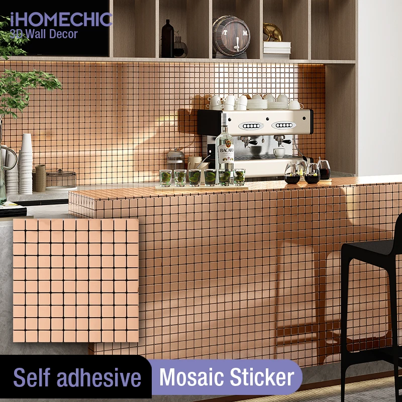 Papel Tapiz De Mosaico, Azulejo De Pared Impermeable De PVC Para Despegar Y Pegar Con Forma