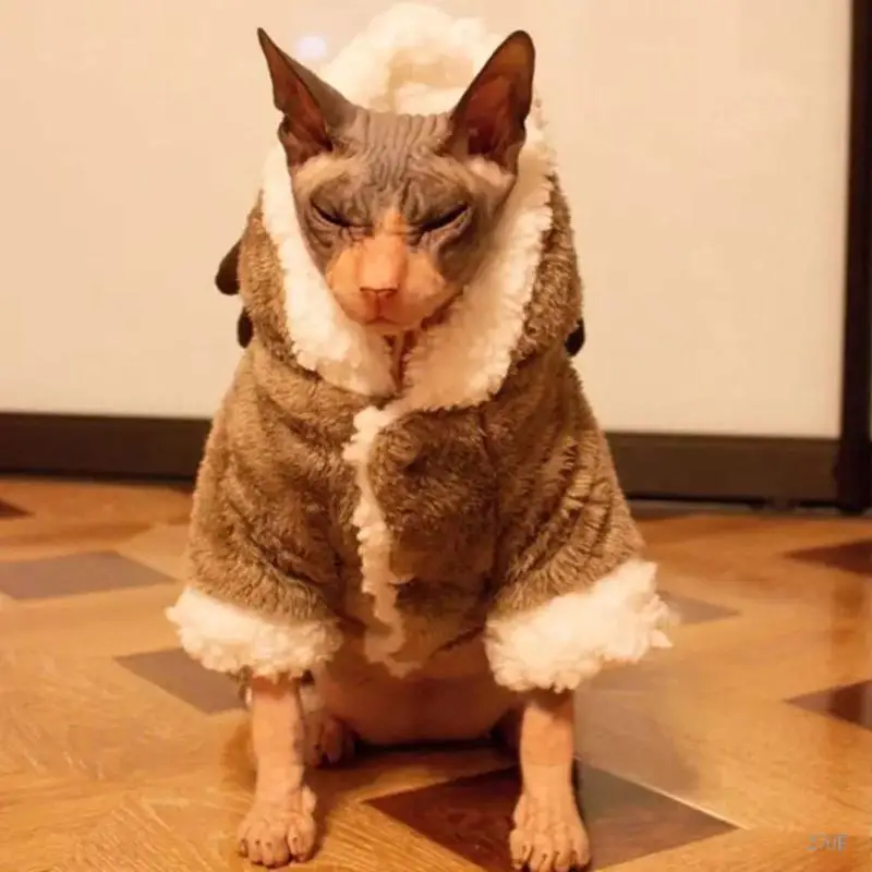 270F 개 후드 애완 동물 크리스마스 옷 Shih Tzu French 자켓 용 따뜻한 봉제 인형