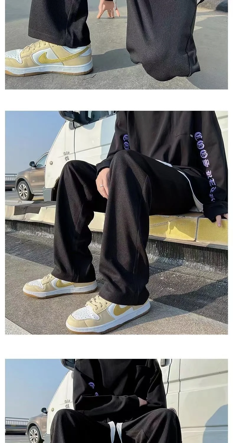 cotton harem pants 2022 Men's Korean Fashion Trend Casual Pants Letter Printing Wide Leg Pants Streetwear Loose Sweatpants Black/white Trousers aladdin pants