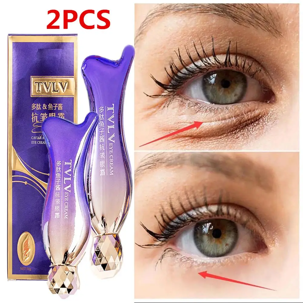 

2pcs Peptide Anti-Wrinkle Eye Cream Collagen Anti Dark Circle Anti-aging Gel Hyaluronic Acid Anti-Puffiness Eye Bags Cosmetics