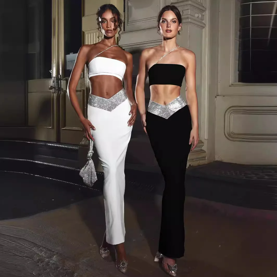 

Bandage Skirt Set, Fashionable And Sexy Strapless High Waisted Skirt, Two-Piece Set