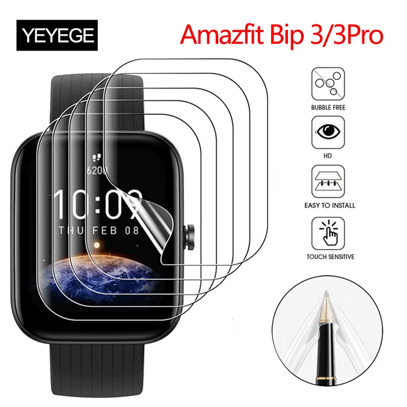 

1-5PCS Soft TPU Hydrogel Film For Amazfit Bip 3 Smartwatch Screen Protector Film For Amazfit Bip 3Pro/bip 3 Full Coverage Films