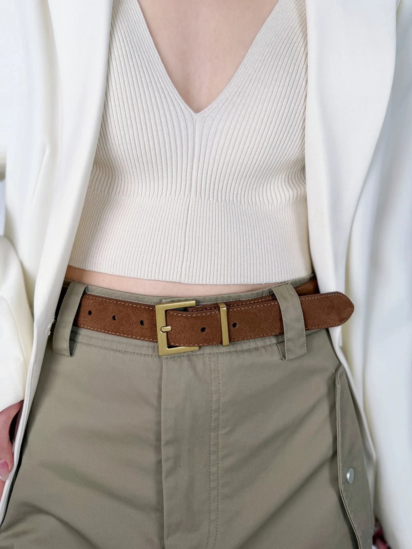 Luxury Women's Genuine Leather Belt with Square Alloy Buckle