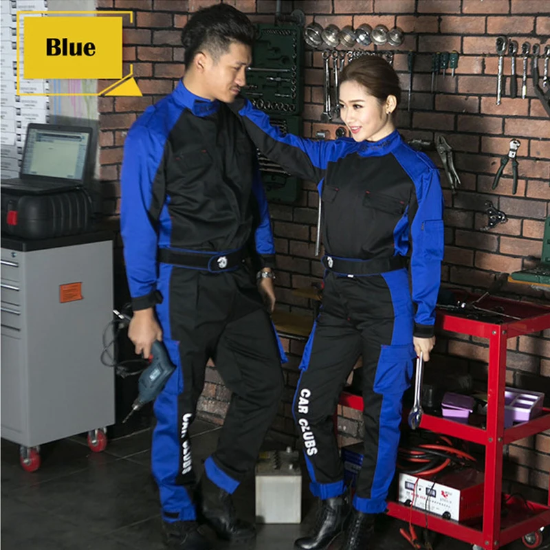 New Work Clothing Sets Men Women Workwear Suits Jackets+Pants Spring Autumn Long Sleeved Auto-repair Beauty Workers Uniforms 4XL