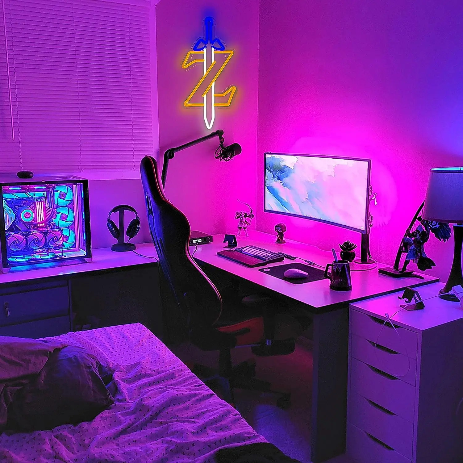 ゼルダの伝説　ネオンライト USB電源 30cm x 25cm Zelda Neon Sign Gamer led Neon Light Good Vibes Wall Decor