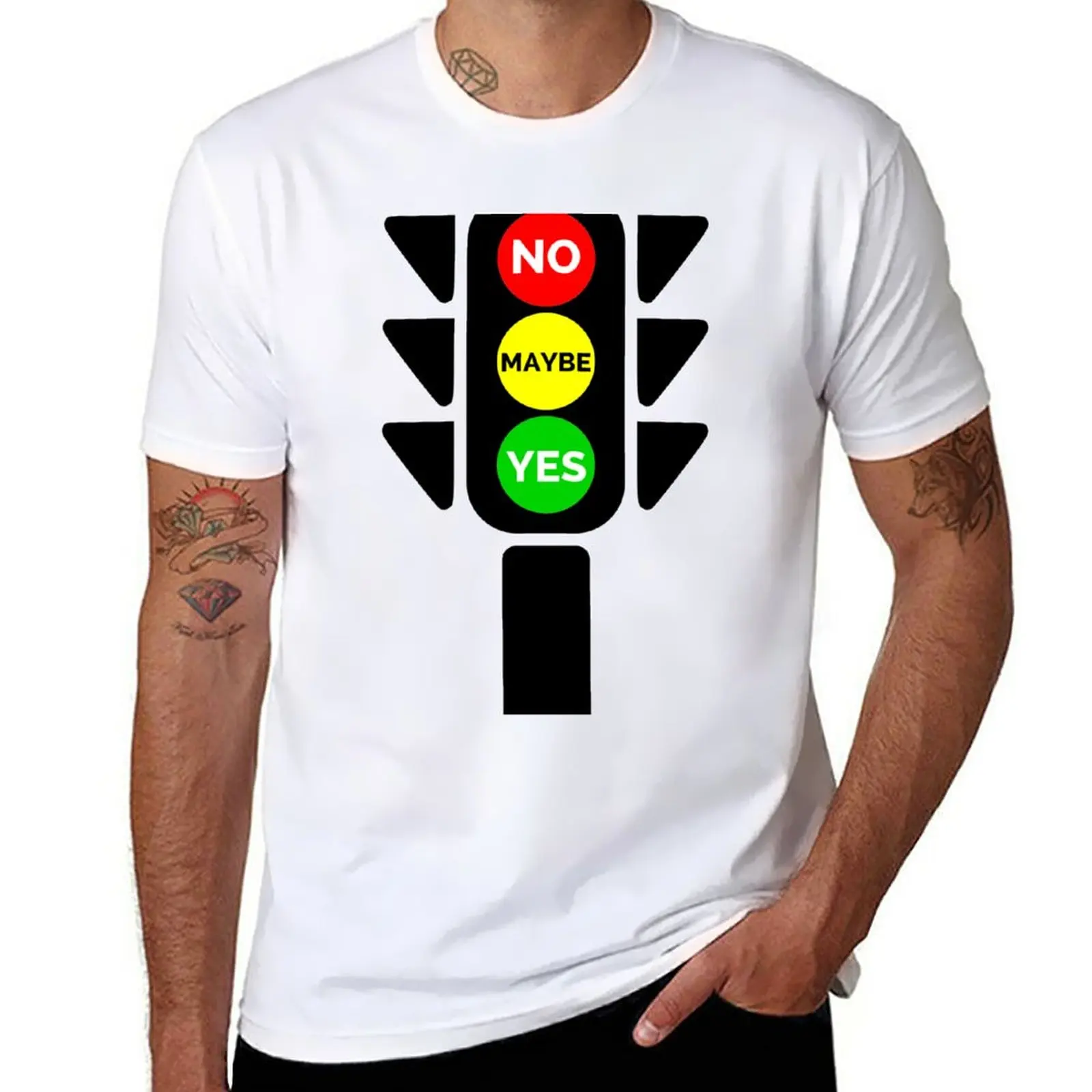 

New Traffic lights yes no maybe T-Shirt funny t shirts man clothes hippie clothes Short sleeve tee men