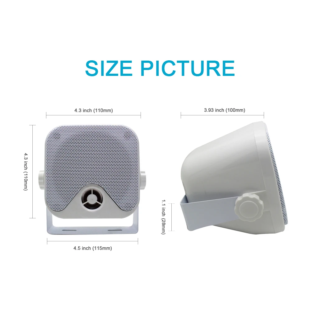 4 Inches Waterproof Marine Speakers 100W Outdoor Boat Speaker For UTV ATV RV SPA Golf Carts Yacht Truck Motorcycle 2Pcs