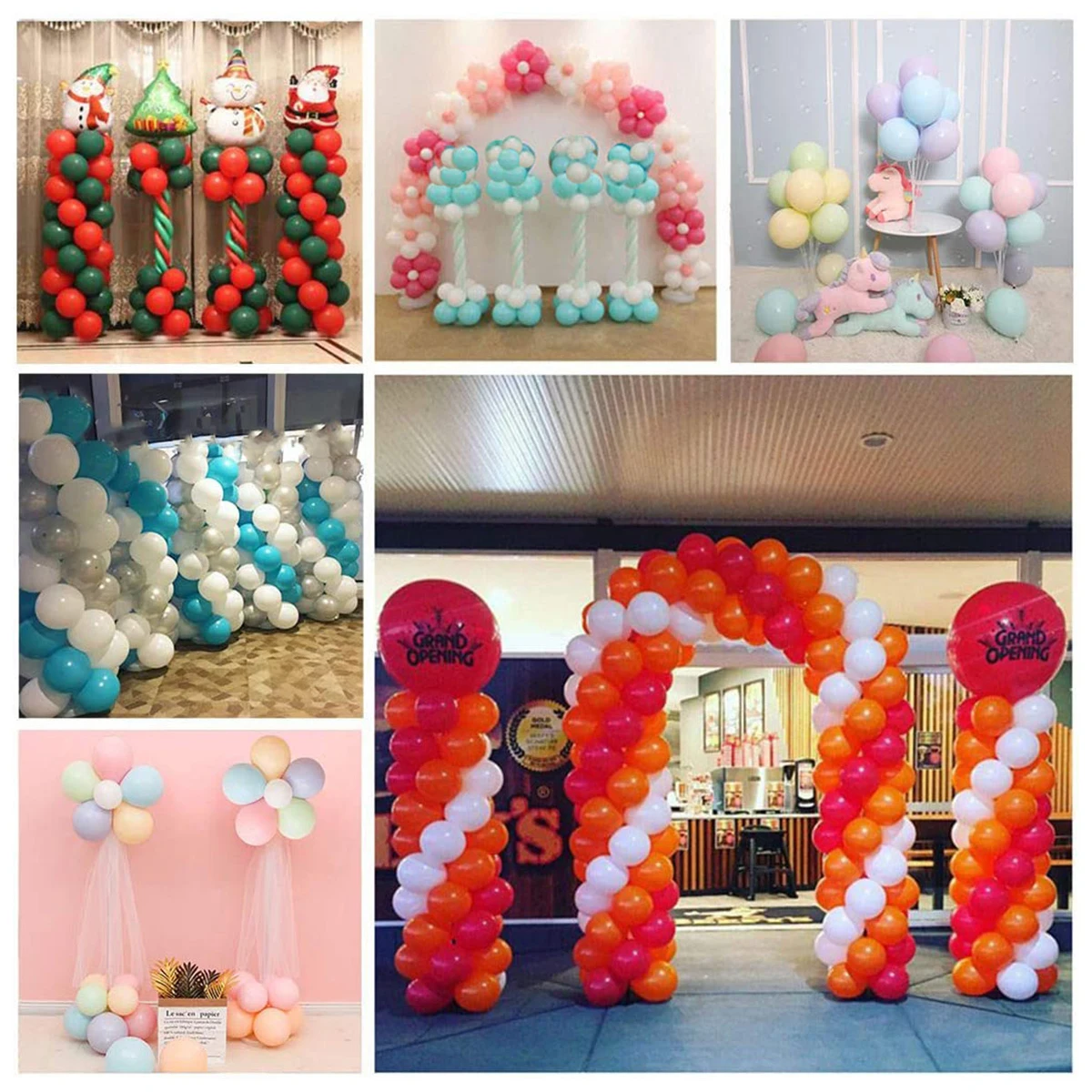 2Sets Balloon Column Stand Kits 8.4ft Height Balloon Arch Stand Kit with 2Base Stand 8Pole 4Flower Clip Balloon Tower Decoration