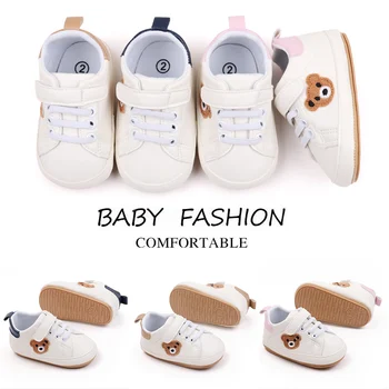 Scarpe da bambino Simpatico orso Sneaker Stile primaverile e autunnale Suola in PU e TPR di alta qualità antiscivolo 0-9-18 mesi Bambino che cammina BMB3134 1