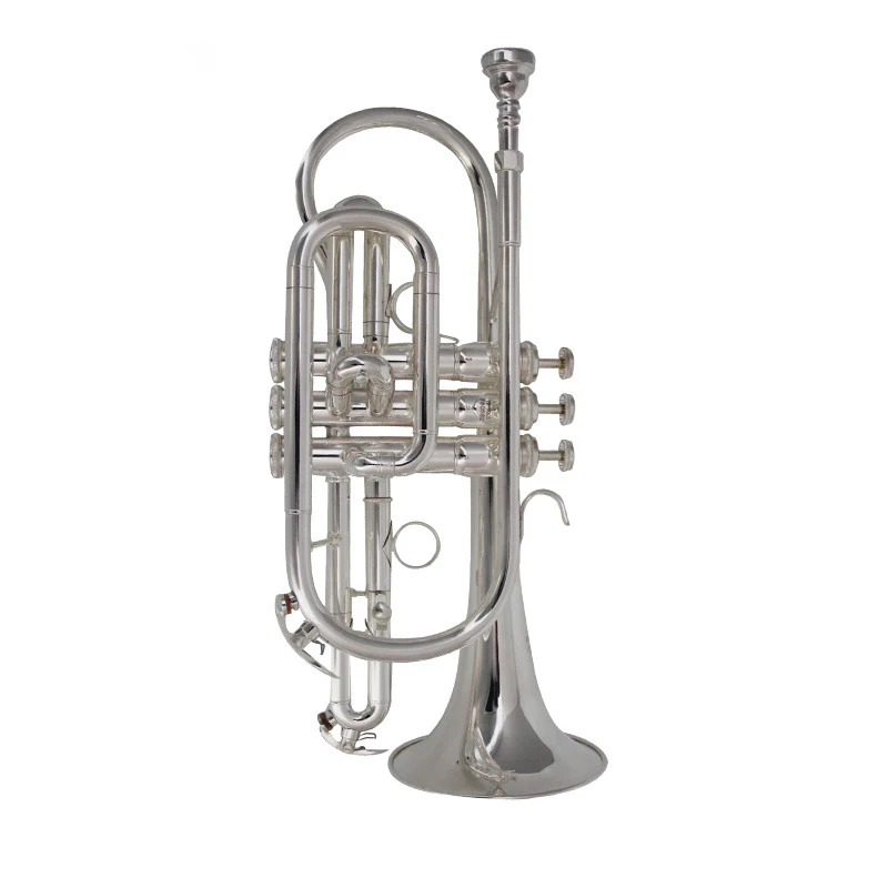 

Труба Cornet Bb Flat Cornet, инструмент с серебряным покрытием, с мундштуком и ручным предметом, профессиональный музыкальный инструмент