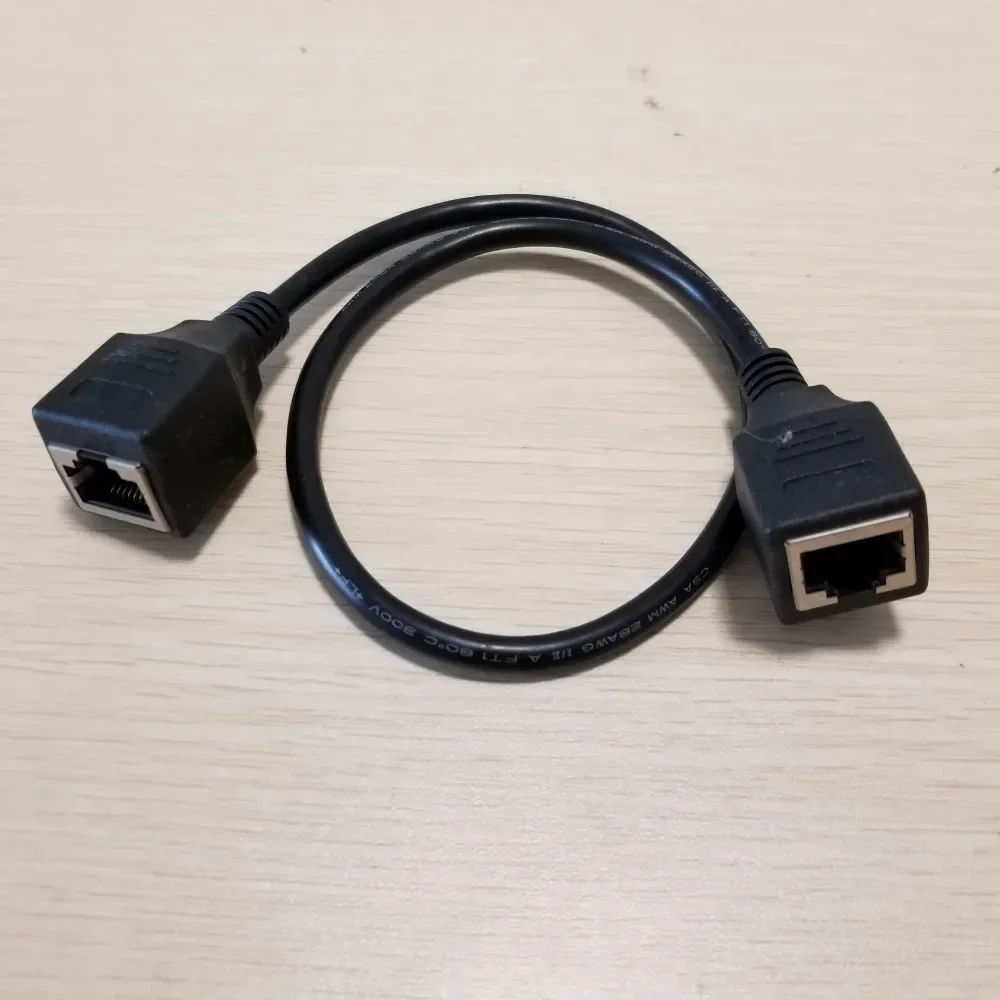 

RJ45 Female to Extension Data Adapter Cable for Network Black 30cm
