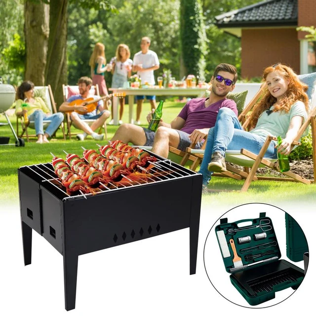 BBQ Set Foldable Grill With Barbecue Tools Stainless Grilling Kit