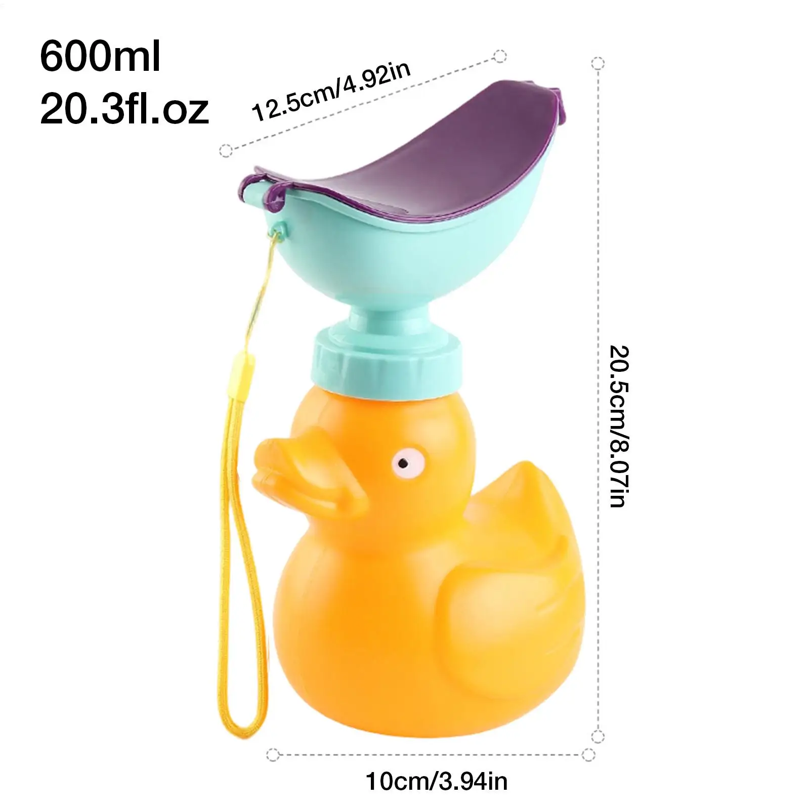 귀여운 동물 모양의 자동차 비상용 소변기, 뚜껑과 깔때기가 있는 휴대용 변기, 600ml 여행용 소변병, 자동차, 로드 트립, 캠핑용