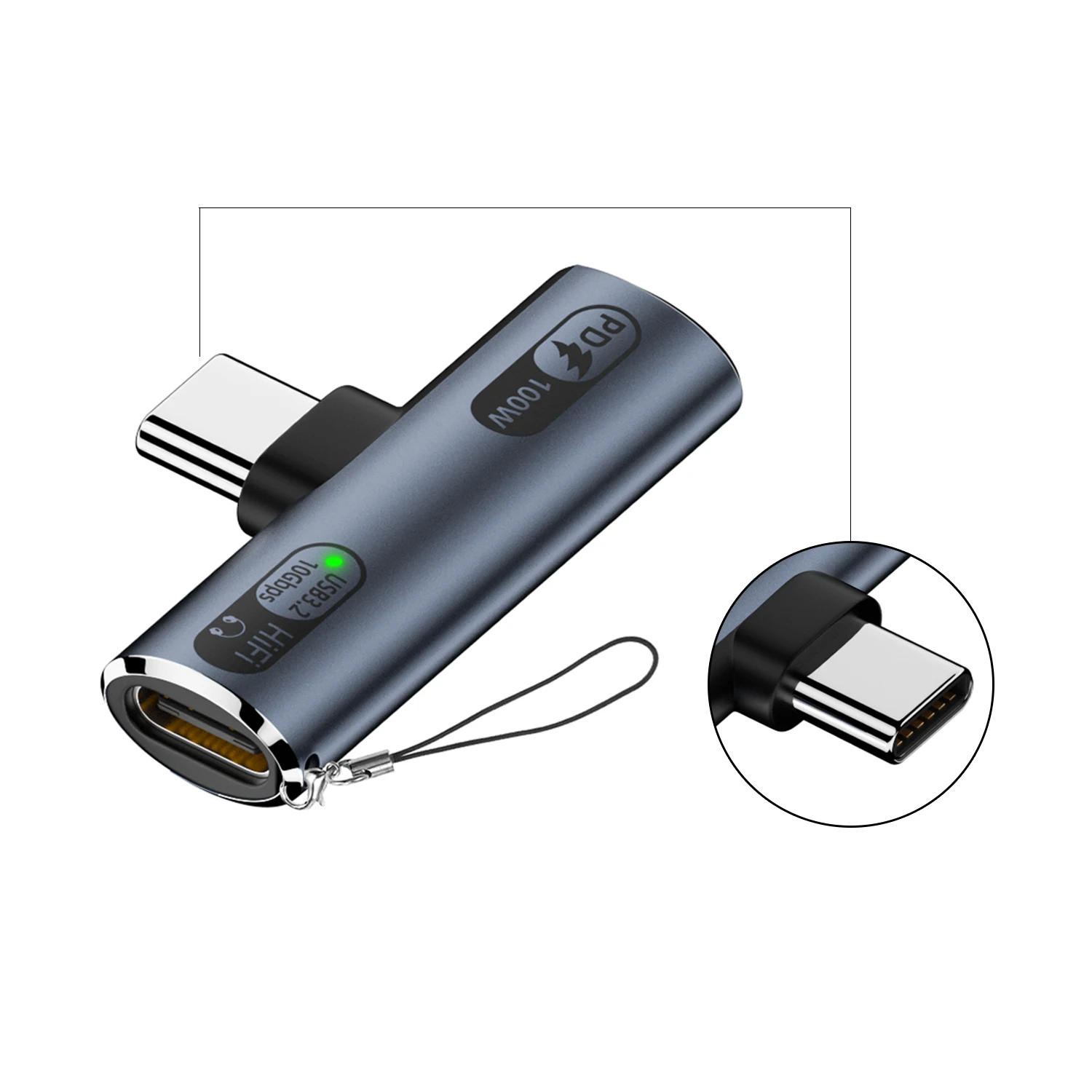 Dual USB-C Adapter with 100W Fast Charge, Audio Conversion, and 10 Gbps Data Transfer