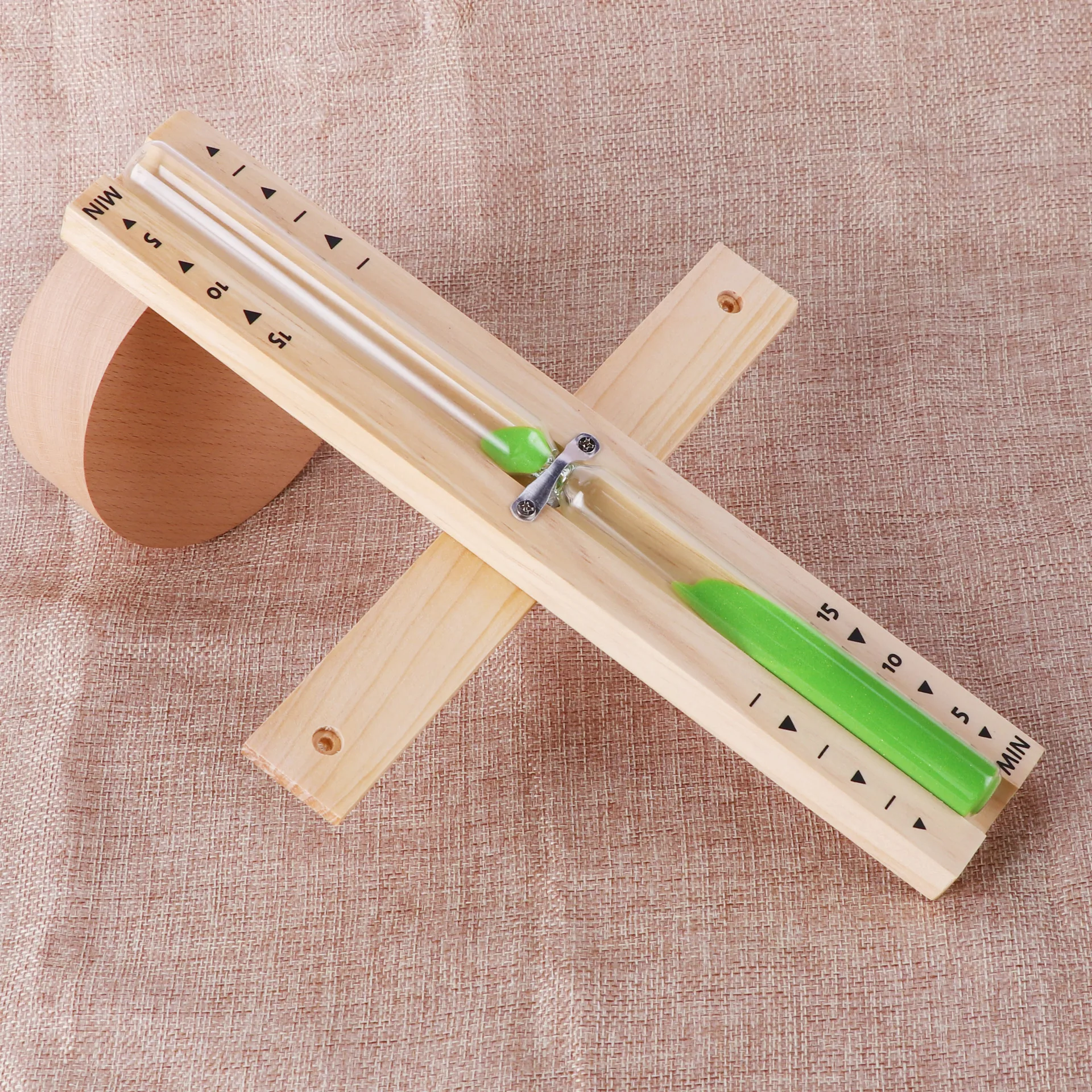 15 Minute Sand Timer Wooden Glass Hourglass Wall Mounted Rotating for Sauna Bathroom Home Decoration Gift