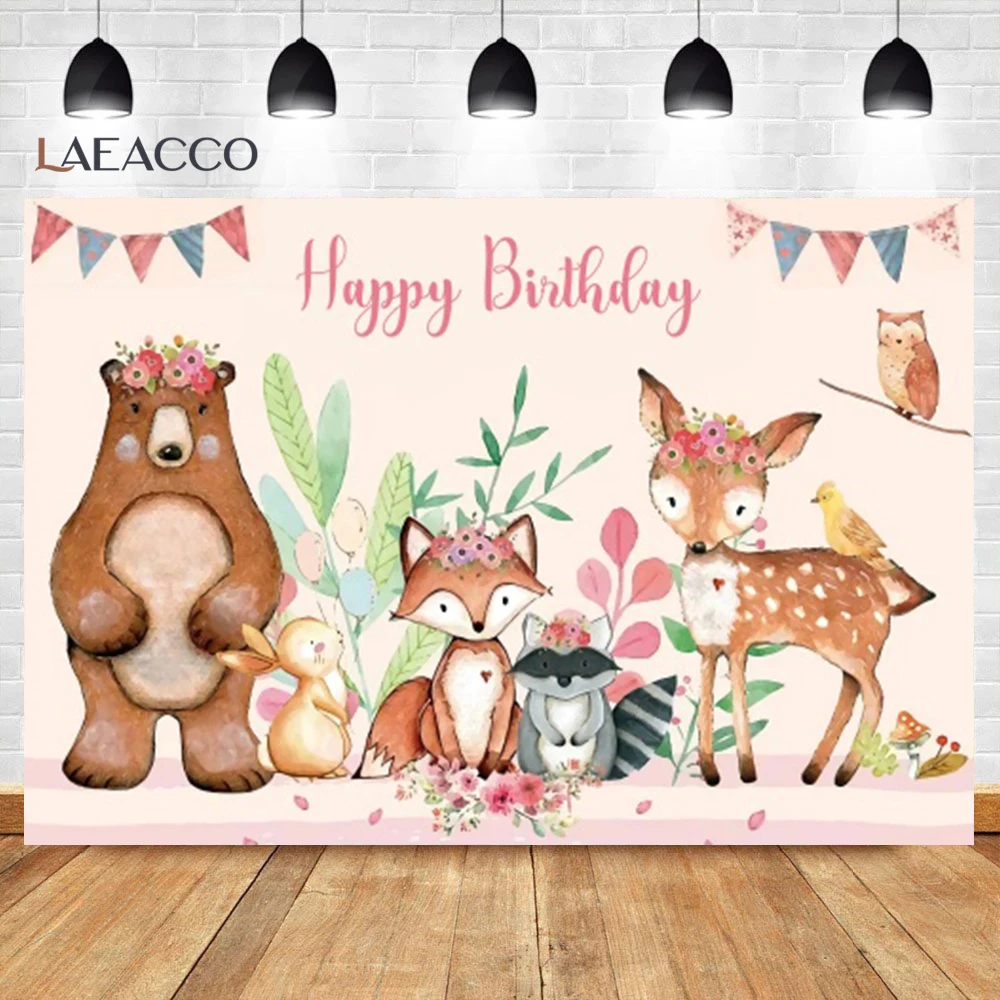 Baby Shower Backdrops For Photography Safari Fox Deer Tent Flowers Baptism Party Photo Background Photostudio photo backdrop