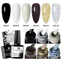 MSRUIOO 6Pcs/Set Gel Nail Polish White Black Gold Glitter Semi Permanent Nail Art Gel Varnish Manicure For Nails Nail Supplies 1