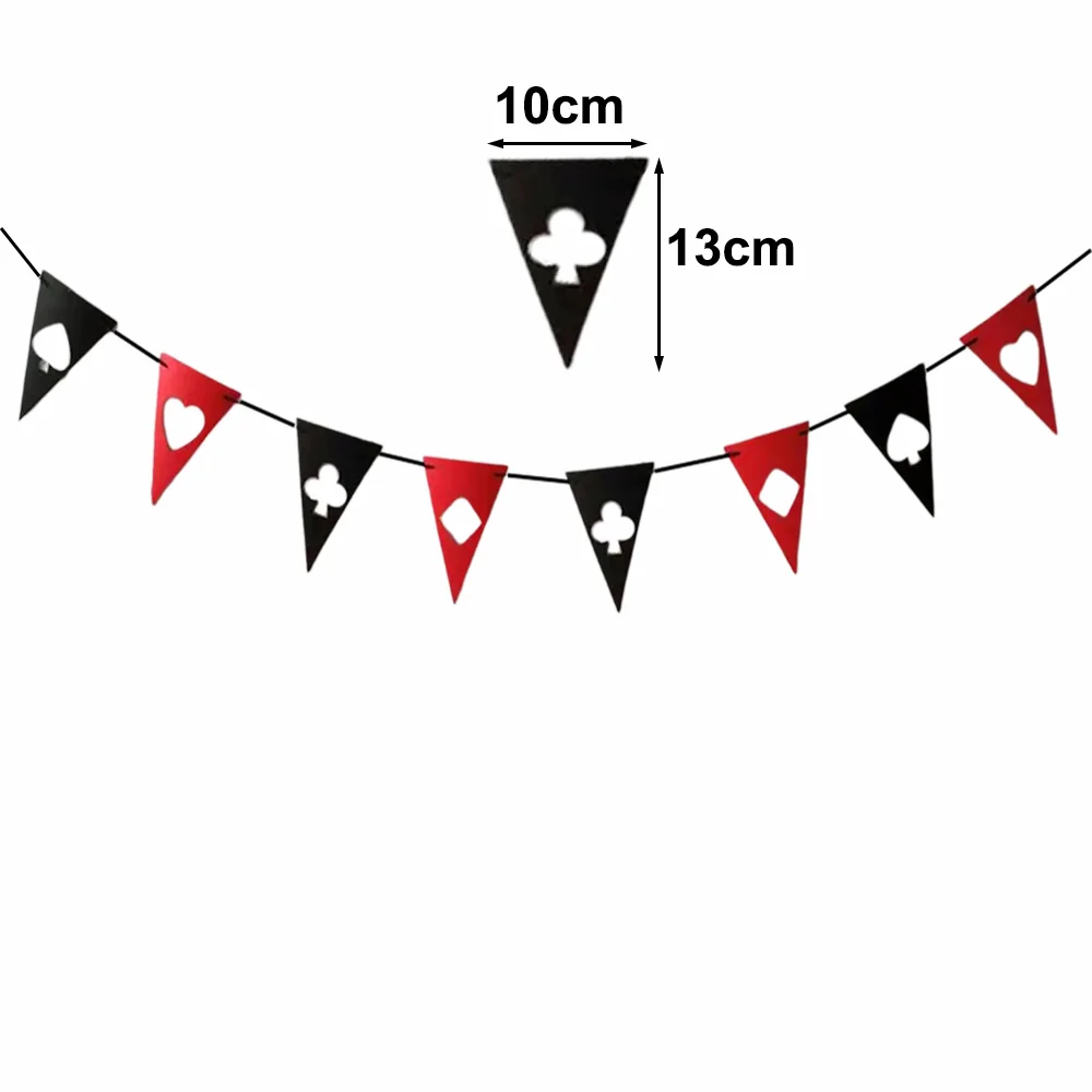 Casino Birthday Decorations Banner - Red Black Poker Theme Happy Birthday Bunting For Adult Party Supplies