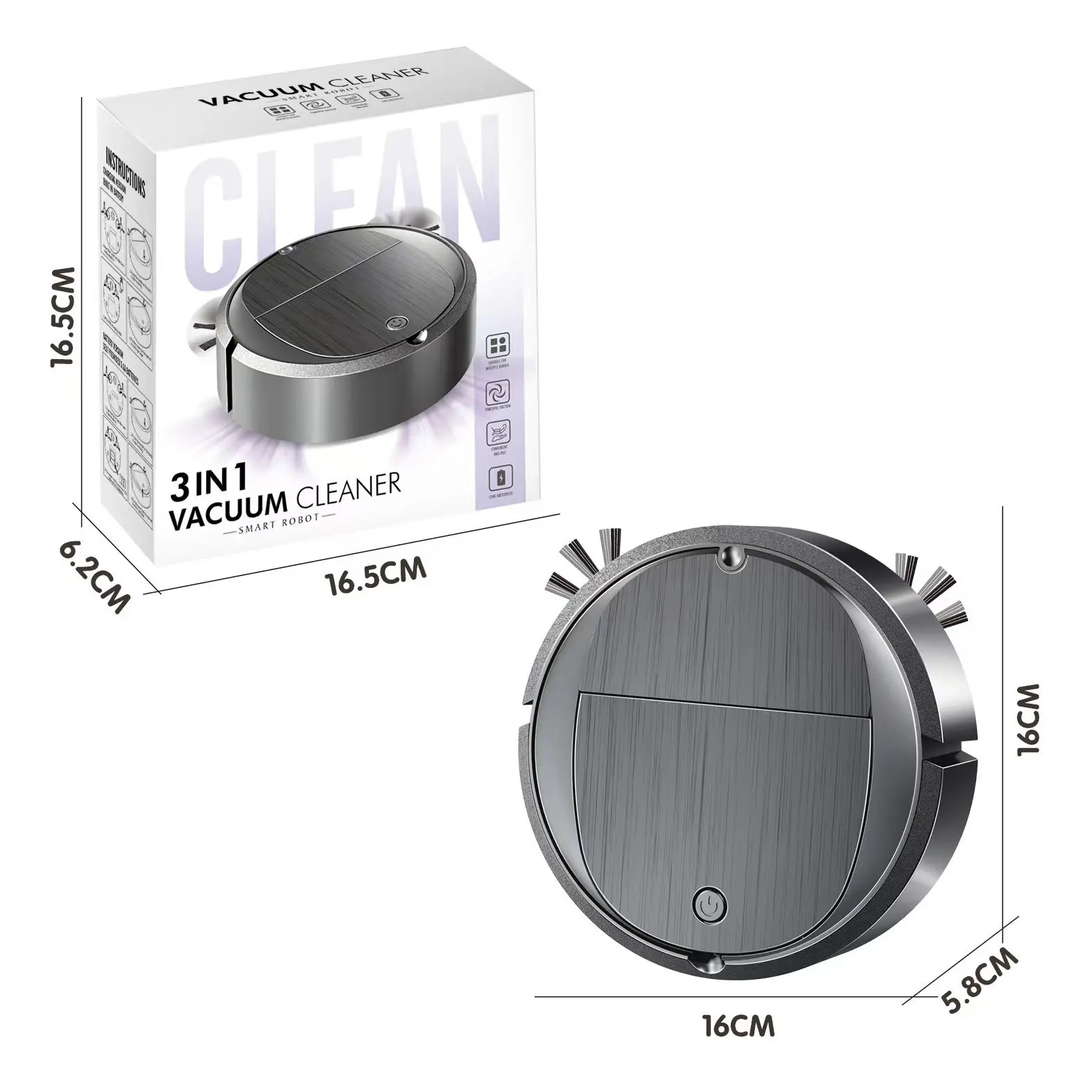 NEW 3 In 1 Smart Sweeping Robot Home Mini Sweeper Sweeping and Household Lazy Person Intelligent Three In One Sweeping Machine - Image 6