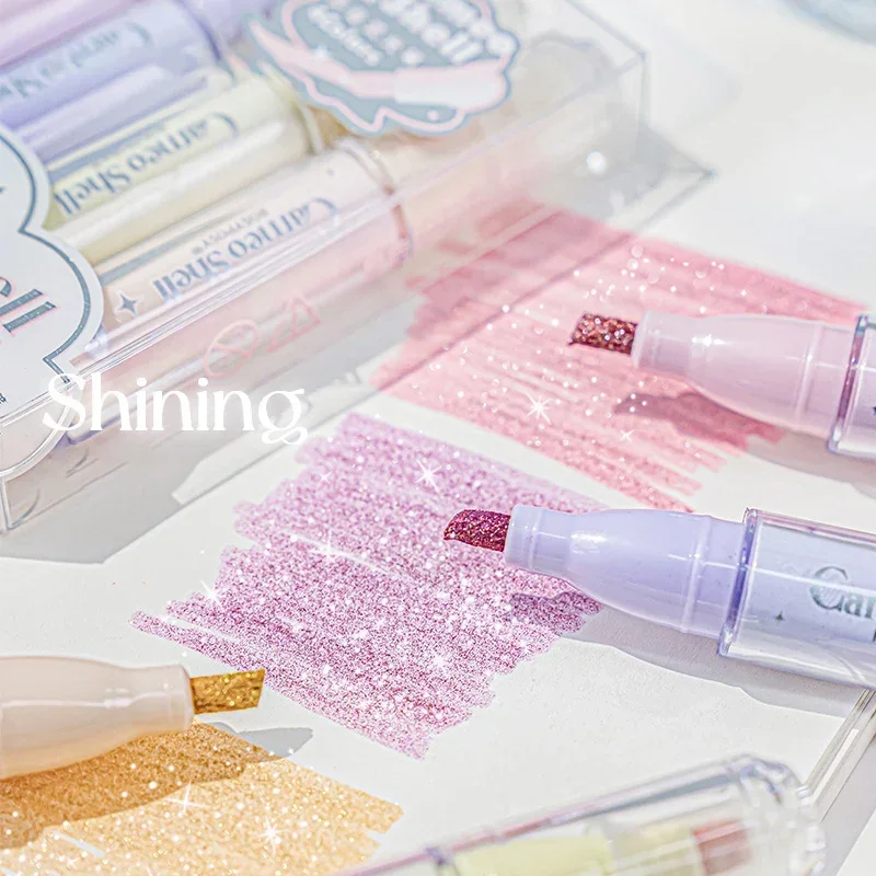 Highlighter Marker Highlighter Pen Art Marker Marker Pen Cute Glitter Marker Pens Spot Liner Sketch Graffiti Marker Fluorescent Pastel Drawing Painting 4pcs