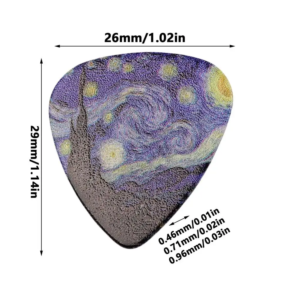 Description Picture 5 of itemGuitar Pick Thin Medium And Heavy Picks Set With Artistic Star Sky Design Guitar Pick For Bass Acoustic Guitar Electric Guitar