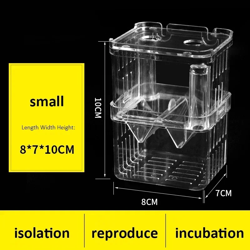 Transparent Acrylic Fish Tank Hatching Box External Built-in Hook Fish Incubator For Guppy Small Spawning fish breeding box