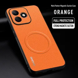 Luxury Car Magnetic Holder Shockproof Phone Case - Premium TPU Silicone Back Cover for Honor 500 Smart (Orange)