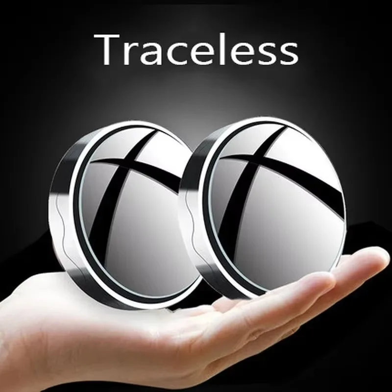 2pcs Convex Mounted Auxiliary Rear-view Mirror 360 degree rotation Wide-angle Round Frame Blind Spot Car Mirror Accessories