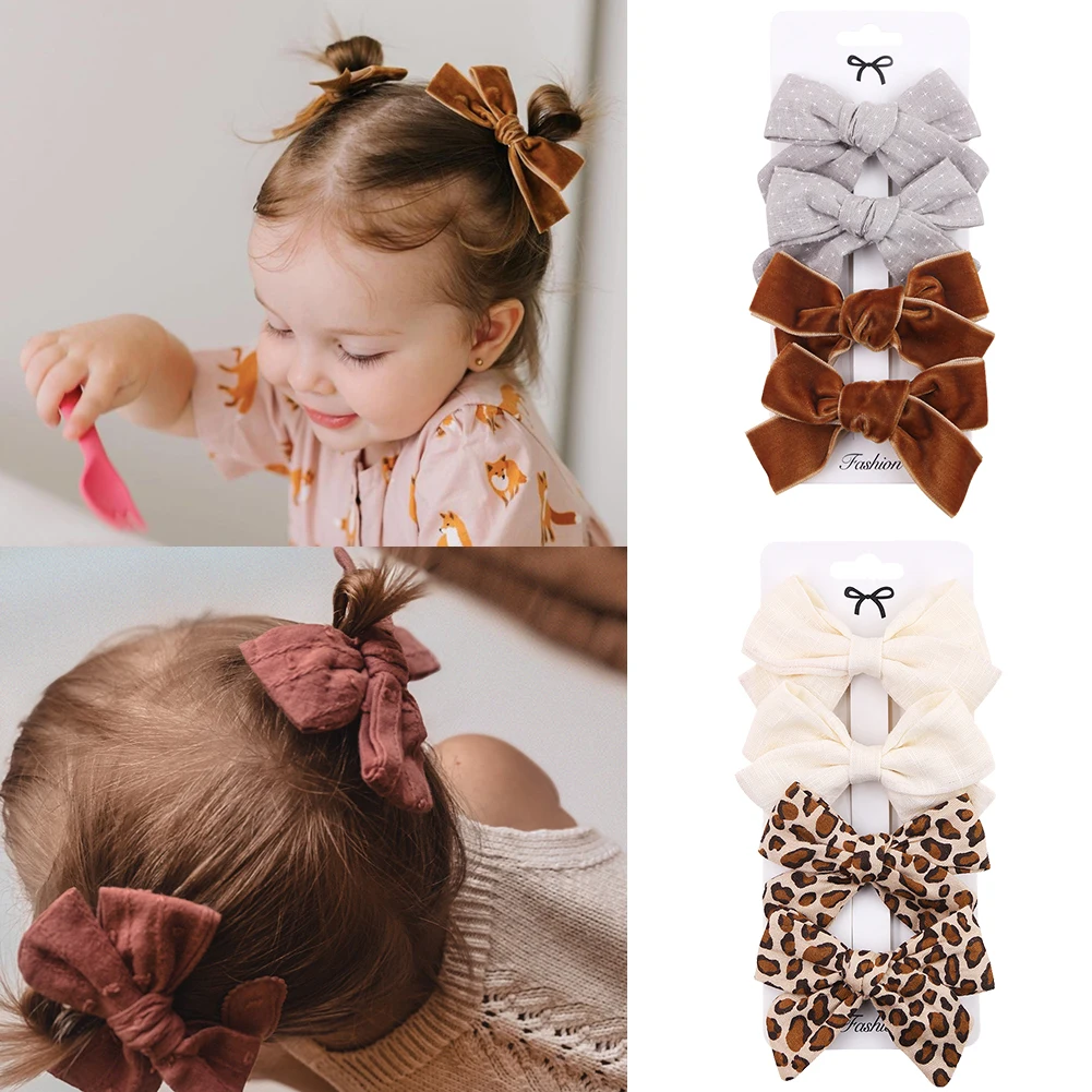 4PCS Leopard Bow Hair Clips Set 1