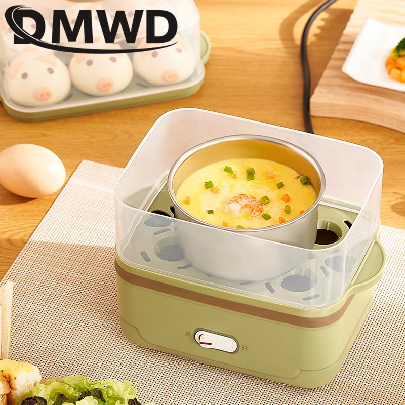 DMWD Electric Egg Cooker Double Layers Multifunction Eggs Boiler Corn Milk Rapid Breakfast Machine Home Food Heating Steamer