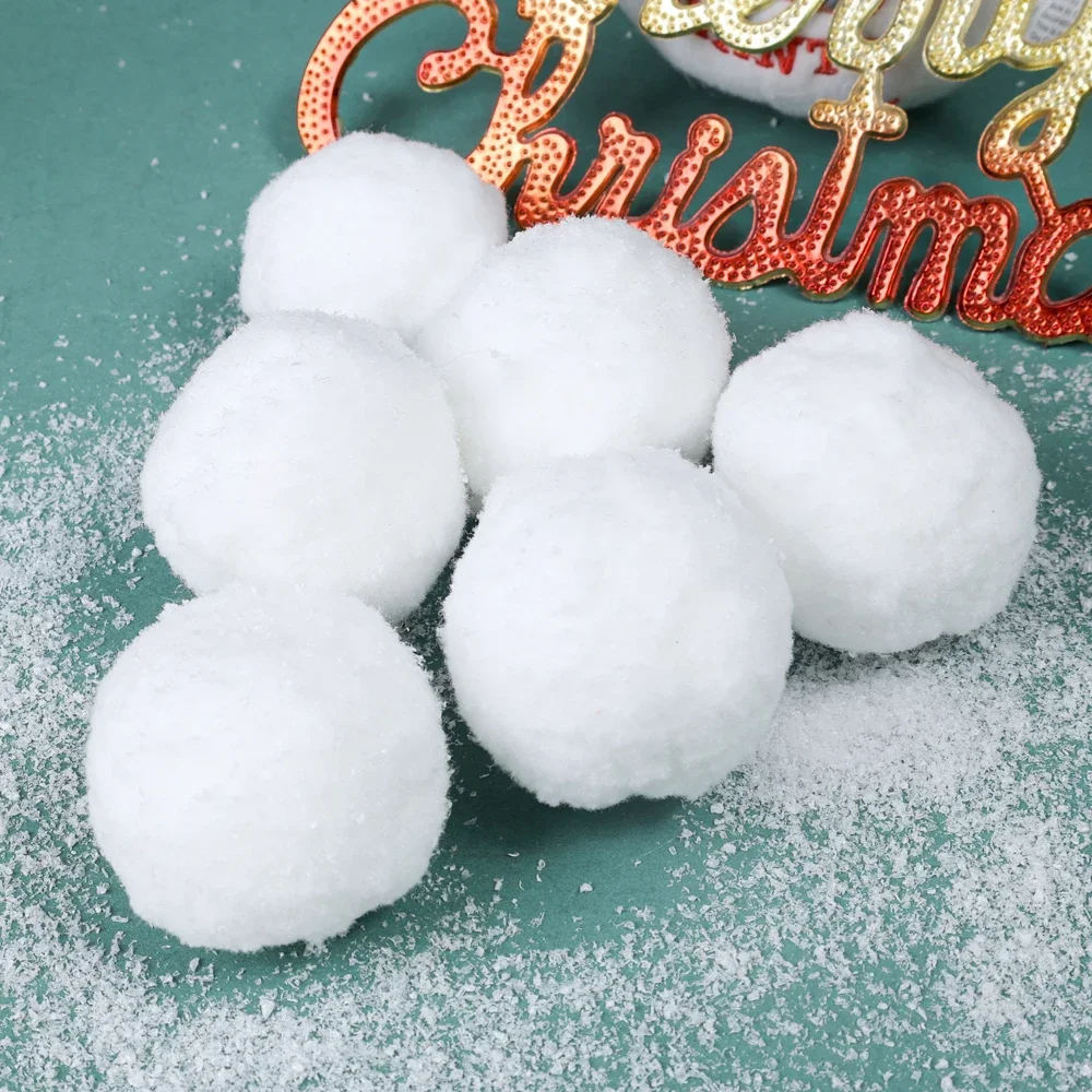 Snow Ball White Fur Pompom Toy Balls Children Kids Play Toys Indoor Outdoor Winter Christmas Xmas Treen DIY Decoration Snowballs 6