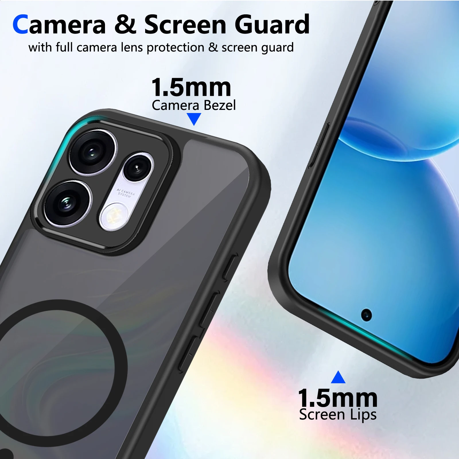 Premium Matte Translucent Black Shockproof Phone Case with Magsafe Compatibility